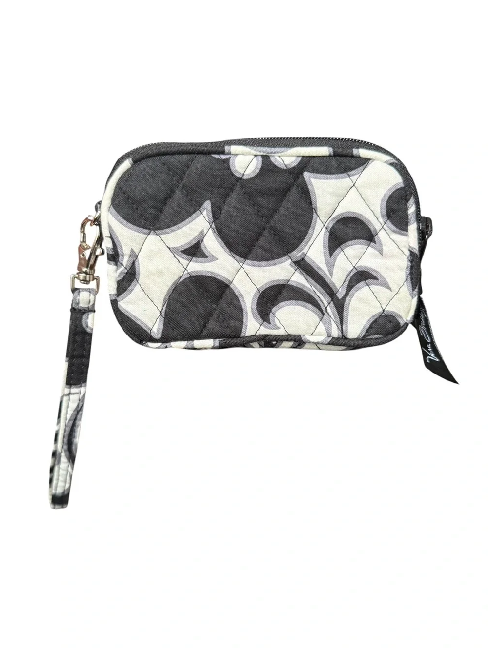 4/$25 Vera Bradley Night & Day Quilted Coin Pouch Wristlet Small Black White